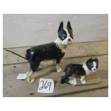 2- CAST IRON BLACK & WHITE DOGS 41/2" & 81/2"