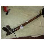 4 VINTAGE WOOD HANDLE GOLF CLUBS