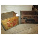 2- WOOD ADV. BOXES - FOREMOST ,DISTILL-COLA
