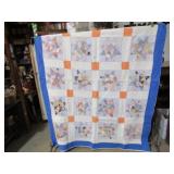 VINTAGE H S SCRAPPY STAR QUILT 62" X85"