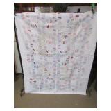 VINTAGE HAND STITCHED DOUBLE WEDDING BAND QUILT ,"