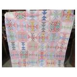VINTAGE HAND STITCHED QUILT  --67" X 83"