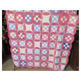 VINTAGE H S GLORIFIED 9 PATCH QUILT 70" X 78"