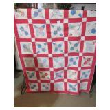 VINTAGE 4 POINT STAR PATTERN QUILT 61" X74"