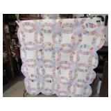 VINTAGE H S DOUBLE WEDDING BAND QUILT 64" X 88"