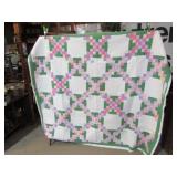 VINTAGE H S 9 PATCH QUILT 70" X 78"