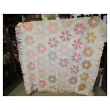 VINTAGE H S DRESHEN PLATE QUILT W/ FRAYED