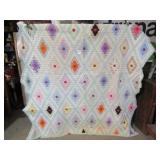 VINTAGE HAND STITCHED DIAMOND FLOWER PATCHWORK