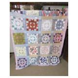 VINTAGE MULTI COLOR QUILT -- 64" X80"