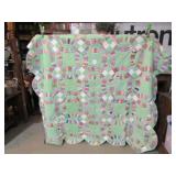 VINTAGE HAND STITCHED DOUBLE WEDDING BAND QUILT