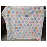 VINTAGE GRANDMA  FLOWER GARDEN PATCHWORK QUILT