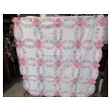 VINTAGE H S DOUBLE WEDDING BAND QUILT 64" X80"