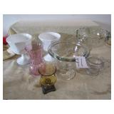 MILK GLASS ; CLEAR GLASS