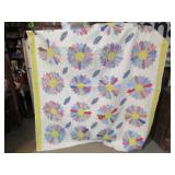 VINTAGE HAND STITCHED 19 POINT PATCHWORK SUNFLOWER