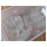 TOTE FULL OF CLEAR OATMEAL GLASS -35+ PIECES