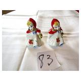 3 1/4" LITTLE RED RIDING HOOD SALT / PEPPER SHAKES