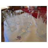 5- 5" FLORAL GLASS W/ FINGER HOLD; MORE