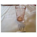 JACK & JILL PINK DEPRESSION PROMOTIONAL GLASS