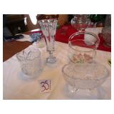 COIN GLASS VASE; 4 PIECES DECOR GLASSWARE