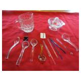 LEMON JUICER W/ JAR ; GLASS SPOON DIPPERS; MORE