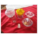 2- 4" FIRE KING BAKEWARE DISHES ; MORE