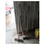 4- POST HOLE DIGGER ,PICK, HOE, RAKE