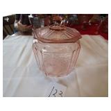 OPEN ROSE PINK DEPRESSION COOKIE JAR W/ CHIP