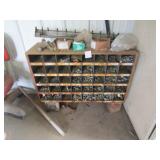 40 CUBBY HOLE BOLT BIN FULL OF NEW BOLTS &
