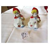 5 3/4" LITTLE RED RIDING HOOD SALT / PEPPER SHAKES