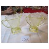 AMBER INDIANA GLASS BASKET ETCHED FLORAL CREAMER