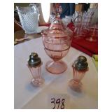 PINK DEPRESSION SALT/ PEPPER ; CANDY DISH W/ LID