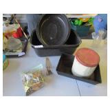 2 GRANITE ROASTERS; TINWARE ; MORE