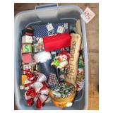 BIG TOTE OF HOLIDAY DECOR ; METAL MAIL BOX ;MORE
