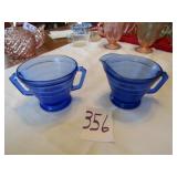 COBALT BLUE RIB CREAMER / SUGAR