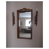 OAK WALL MIRROR ; CANDLE LIGHTS