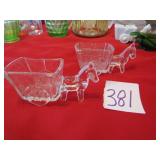 2- 41/2" HORSE & CART CANDY DISHES