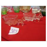 2- HORSE & CART -PINK & CLEAR