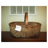 VINTAGE WOOD HANDLE GATHERING BASKET