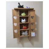 WALL CABINET W/ 5 MINIATURE HEN ON NEST
