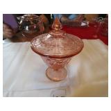 SHARON CABBAGE ROSE PINK DEPRESSION CANDY DISH