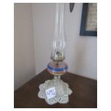 VINTAGE RED & BLUE RIBBED OIL LAMP