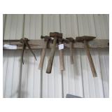 5 HAMMERS ; FENCE PLIERS