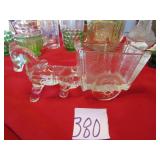 91/2" CLEAR GLASS HORSE & CART CANDY DISH