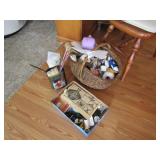 SEWING SUPPLIES ; VINTAGE BASKET