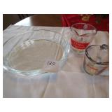 PYREX MEASURING CUPS ; DISH