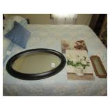30" OVAL MIRROR ; 2 CANVAS PRINTS ; 14" MIRROR