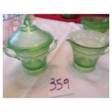 GREEN DEPRESSION SPOKE PATTERN CREAMER / SUGAR