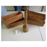 4 EARLY WINDSOR CLUB ADV. CHEESE BOXES ; WOOD DASR