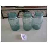 3 BLUE BALL CANNING JARS