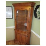 TELL CITY CORNER CHINA CABINET W/ LIGHTS ,33" WIDE